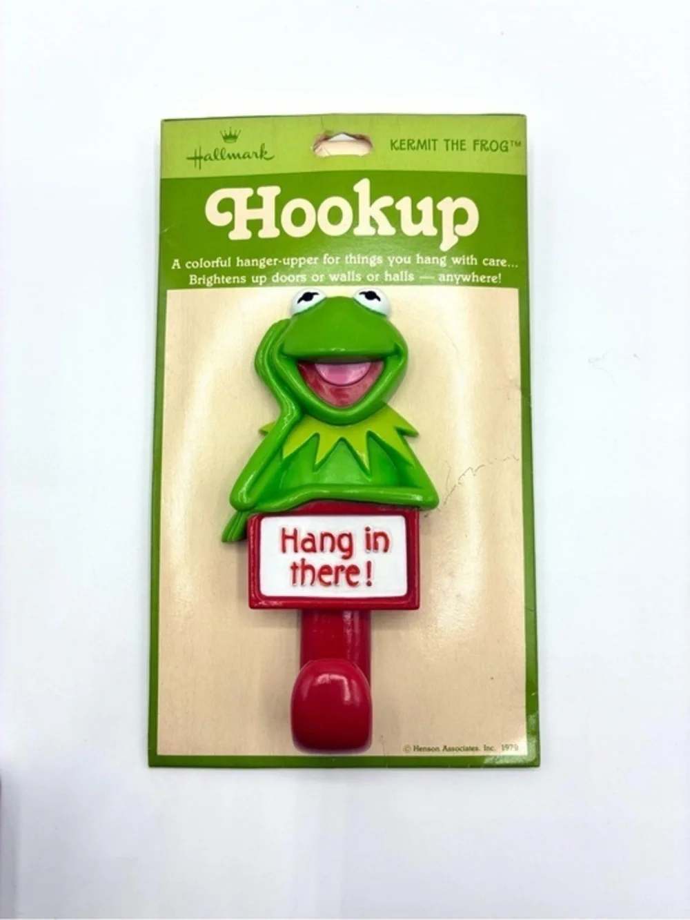 Rare Vintage Hallmark Hookup Kermit Frog Hang In There Wall Hook Carded 1979
